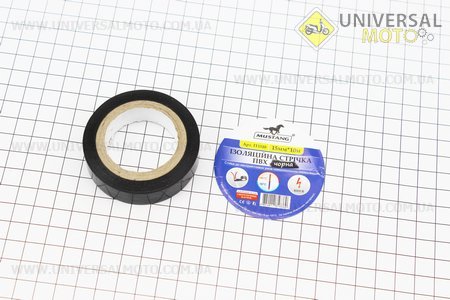 Лента изоляционная черная (10м*15мм*150мкм) MUSTANG. Украина (Мотоинструмент / UM3340-V55)