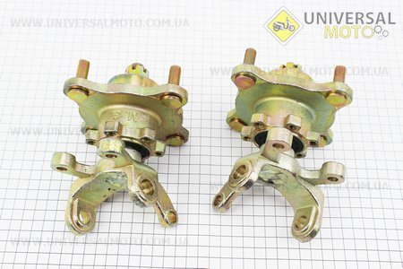 Цапфа (поворотний кулак) ATV 150-250 правий + лівий в зборі з маточиною (на 4 болта) під дискові гальма (вісь 17мм). Китай (Запчастини на квадроцикли / UM3352-V88)