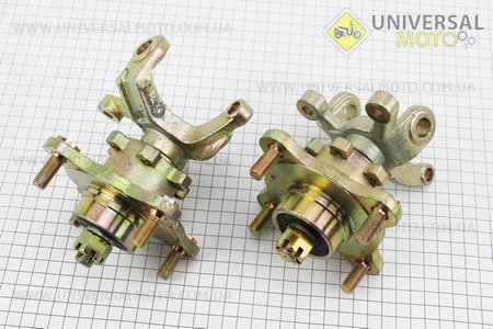 Цапфа (поворотний кулак) ATV 150-250 правий + лівий в зборі з маточиною (на 4 болта) під дискові гальма (вісь 17мм). Китай (Запчастини на квадроцикли / UM3352-V88)