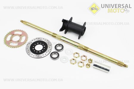 Вісь задня 740мм - на ATV027-19, кріплення, диск гальмівний, зірка - комплект 15 деталей. Китай (Запчастини на квадроцикли / UM3353-V22)