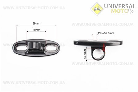 Кріплення дзеркал до пластику під два болта, комплект 2шт ЧОРНИЙ. Китай (Різне / UM3353-V90)