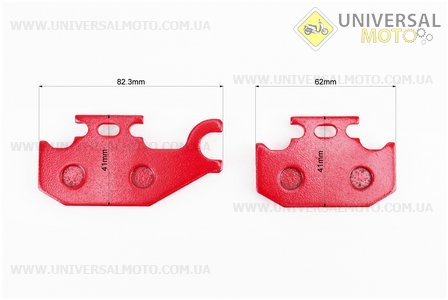Гальмівні колодки (дискові) SUZUKI LT-A 400 / LT-A 450 / LT-A 500 / LT-A 700 / LT-A 750, комплект 2шт червоні. YONGLI (Запчастини на квадроцикли / UM3354-V05)