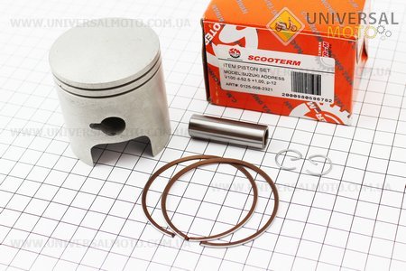 Поршень, кольца, палец к-кт Suzuki AD100/110 52,5мм +1,00 (палец 12мм), CMR (Тайвань)