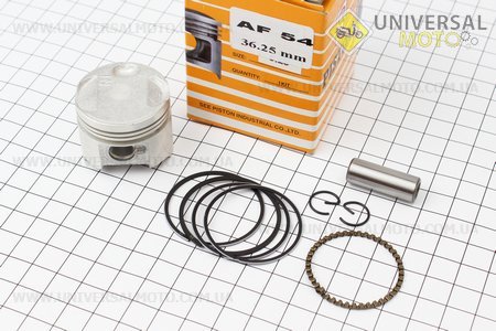 Поршень, кольца, палец комплект Honda GIORNO CREA AF54 36мм + 0,25 (палец 10мм) желтая коробка. SEE (Скутер Honda DIO \ UM3361-V77)