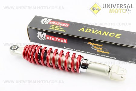 Амортизатор задній GY6 / Honda - 310мм * d 52 мм (втулка 10мм / вилка 8 мм) регульований, Червоний. Mototech (Запчастини до японського скутера / UM3363-V36)