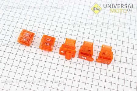 Кнопка переключатель Honda DIO50/GY6 к-кт 5шт (прозрачно красные)