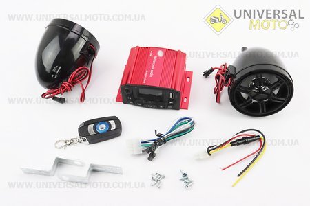 АУДІО-блок з ЖК дисплеєм (МРЗ-USB / SD, FM, пультДУ, сигналізація) + колонки 2шт (чорні). Китай (Різне / UM3370-V80)