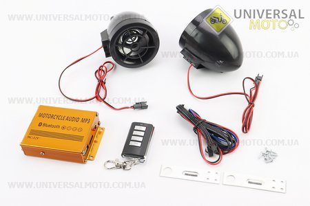 АУДІО-блок (Bluetooth, МРЗ-USB / SD, FM-радіо, пультДУ, сигналізація) + колонки 2шт (чорні). Китай (Різне / UM3371-V27)