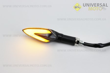 Поворот діодний на гнучкій ніжці + стоп сигнал / габарит "човник", чорний, 2 штуки. CYT (Освітлення повороти / UM3376-V29)