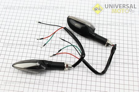 Поворот діодний на гнучкій ніжці + стоп сигнал / габарит "човник", чорний, 2 штуки. CYT (Освітлення повороти / UM3376-V29)