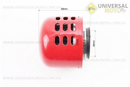 Фільтр повітряний нульовий 35мм + перехідник 28мм, прямий "конус" з ковпачком ЧЕРВОНИЙ. Китай (Різне / UM3378-V44)