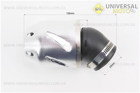 Фільтр повітряний нульовий 42мм 45град. з ковпачком прямим "ПУЛЯ", сірий. Китай (Різне / UM3378-V45)