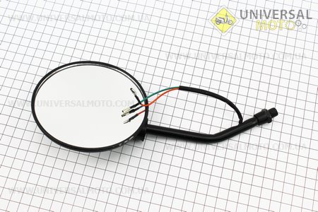 Дзеркало праве Кругле-чорне "Delta" з поворотами на чорної ніжки, м10. Китай (Різне / UM3378-V54)