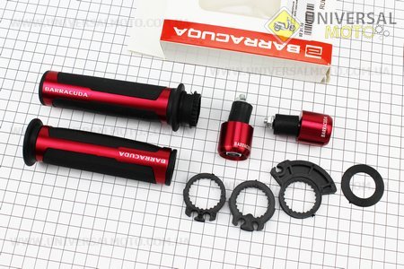 Рукоятка керма ліва і права комплект + заглушки керма "МЕТАЛ" червоний. BARRACUQA (Рукоятки керма / UM3379-V22)