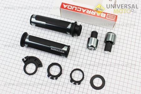 Рукоятка керма ліва і права комплект + заглушки керма "МЕТАЛ" СІРИЙ. BARRACUQA (Рукоятки керма / UM3379-V25)