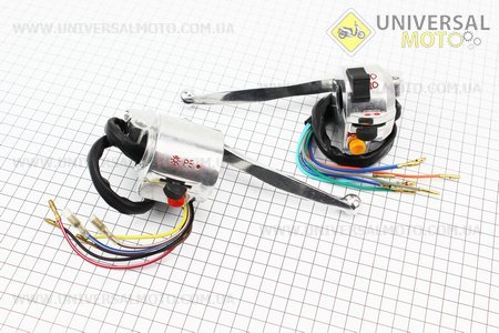 Блок кнопок на кермі лівий, правий комплект з важелями (під дзеркалу М10) DELTA. Китай (Запчастини для мопеда Дельта / UM3380-V90)