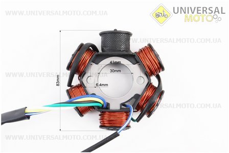 Статор магнето (генератора) (6 котушок роз'єм "мама 5"), тип 2. Китай (Запчастини для мопеда Дельта / UM3381-V55)