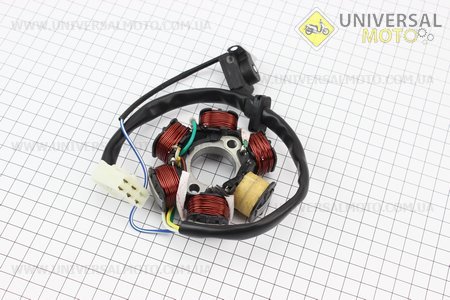Статор магнето (генератора) (6 котушок роз'єм "мама 5"), тип 2. Китай (Запчастини для мопеда Дельта / UM3381-V55)