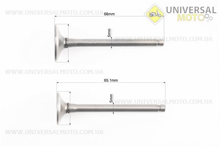 Клапан впускний, випускний комплект 70-110-125см.куб.. TMMP (Запчастини для мопеда Дельта / UM3381-V56)