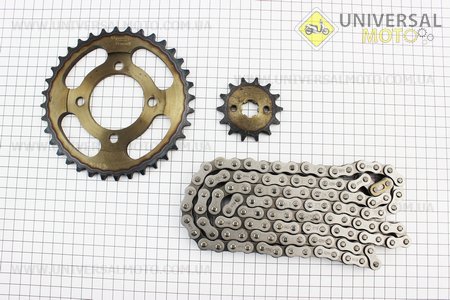 Зірки, ланцюг комплект JH - 428H-116L + 36T + 14T "гартована" (в коробці). Crocodil (Запчастини для мопеда Дельта / UM3382-V17)
