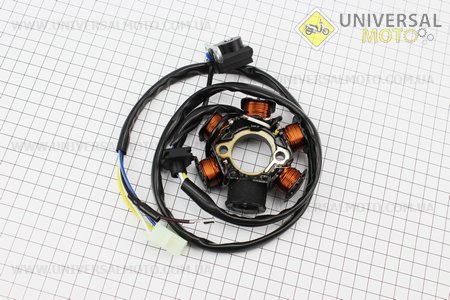 Статор магнето (на 6 катушки), фишка "3 + 1". JIANXING (Мопед Delta / UM3382-V65)