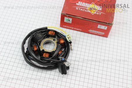Статор магнето (на 6 катушки), фишка "3 + 1". JIANXING (Мопед Delta / UM3382-V65)