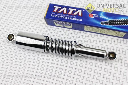 Амортизатор задній JH / CB / CG - З35мм * d55мм (втулка 12мм / втулка 10мм) зі склянкою регульований, Хром. TATA (Запчастини для мопеда Дельта / UM3386-V62)