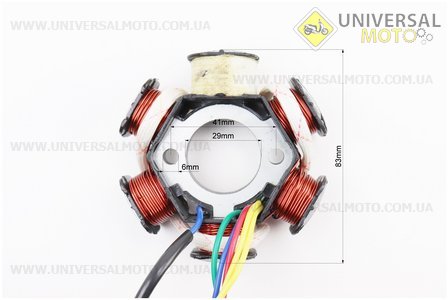 Статор магнето (генератора) (6 котушок роз'єм "мама 4 + 1"). GX-Viper (Запчастини для мопеда Дельта / UM3387-V03)
