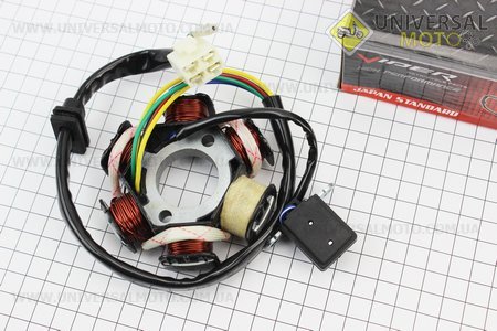 Статор магнето (генератора) (6 котушок роз'єм "мама 4 + 1"). GX-Viper (Запчастини для мопеда Дельта / UM3387-V03)