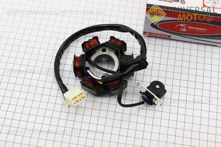 Статор магнето (генератора) (6 котушок роз'єм "мама 4 + 1"). ZHENGHE (Запчастини для мопеда Дельта / UM3387-V72)