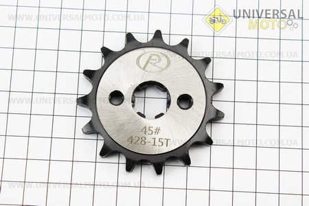 Зірка передня JH - 428H-15T "гартована". FENGRI (Запчастини для мопеда Дельта / UM3388-V04)