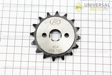 Зірка передня JH - 428H-16T "гартована". FENGRI (Запчастини для мопеда Дельта / UM3388-V05)