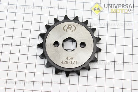 Зірка передня JH - 428H-17T "гартована". FENGRI (Запчастини для мопеда Дельта / UM3388-V06)