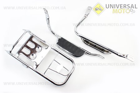 Багажник задній + підніжки комплект "ХРОМ". Китай (Запчастини для мопеда Дельта / UM3388-V21)