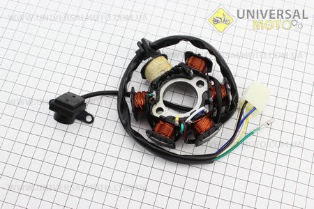 Статор магнето (генератора) (6 котушок роз'єм "мама 4 + 1"). TATA (Запчастини для мопеда Дельта / UM3388-V52)