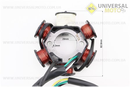 Статор магнето (генератора) (6 котушок роз'єм "мама 4 + 1"). TATA (Запчастини для мопеда Дельта / UM3388-V52)