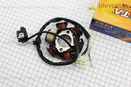 Статор магнето (генератора) (6 котушок роз'єм "мама 4 + 1"). TATA (Запчастини для мопеда Дельта / UM3388-V52)