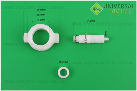 Шестерня спідометру (пластик) + черв'як Honda DIO AF62. Mototech (Запчастини до японського скутера / UM3395-V23)