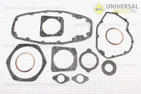 Прокладки двигуна МТ, комплект 10шт, (пароніт, мідь). Украина (Запчастини до МТ, УРАЛ, К-750 / UM3410-V60)