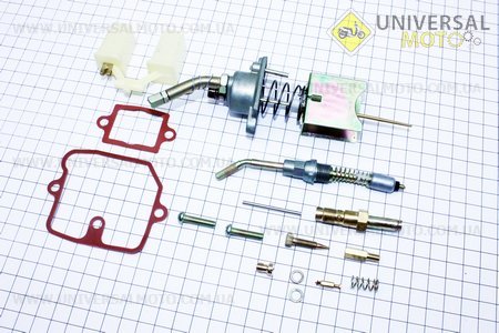 Ремонтний комплект карбюратора К65Т (повний), 13 деталей + поплавок + кришка + важіль. Китай (Запчастини до МТ, УРАЛ, К-750 / UM3411-V38)