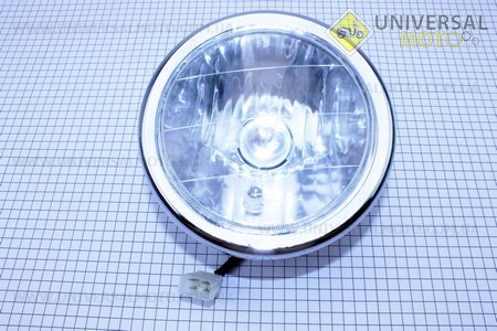 Фара передняя круглая с подсветкой. Китай (Мотоцикл МТ, УРАЛ, К-750 / UM3411-V50)