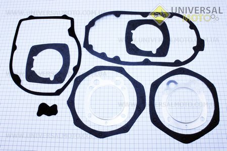 Прокладки двигуна УРАЛ, комплект 9 деталей, (папір, алюміній). Украина (Запчастини до МТ, УРАЛ, К-750 / UM3411-V62)