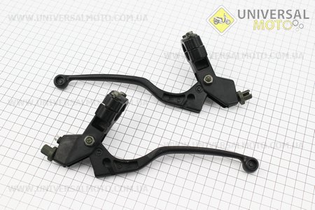 Рычаг тормоза, сцепления с креплением комплект 2 штуки (чёрные) Тип №1. Китай (Мотоцикл МТ, УРАЛ, К-750 / UM3412-V31)