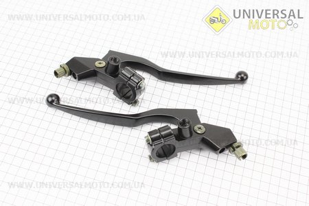 Рычаг тормоза, сцепления с креплением комплект 2 штуки (чёрные) Тип №1. Китай (Мотоцикл МТ, УРАЛ, К-750 / UM3412-V31)