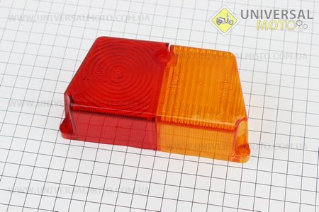 Скло ліхтаря коляски заднє, червоно-жовте. Украина (Запчастини до МТ, УРАЛ, К-750 / UM3414-V29)