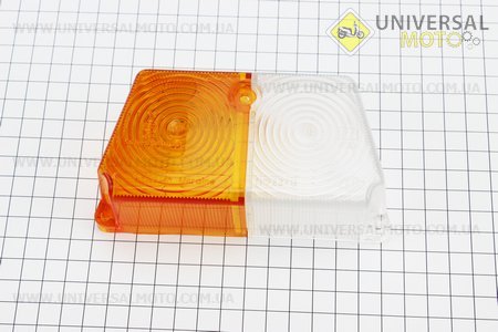 Скло ліхтаря коляски переднє, біло-жовте. Украина (Запчастини до МТ, УРАЛ, К-750 / UM3414-V30)