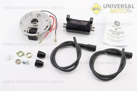 БСЗ / безконтактна система запалювання 135.3734 з новою котушкою 135.3705М 12V, з силіконовими чорними бронепровода і надсвечнікамі МТ, УРАЛ. СОВЕК (Запчастини до МТ, УРАЛ, К-750 / UM3414-V37)