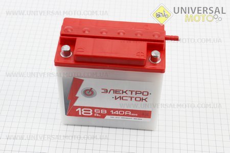 Акумулятор 6V 18Аh 3МТС-18 кислотний (L140*W75*H140мм), 2021, кругла клема, МТ, ІЖ,. Украина (Акумулятор / UM3414-V38)