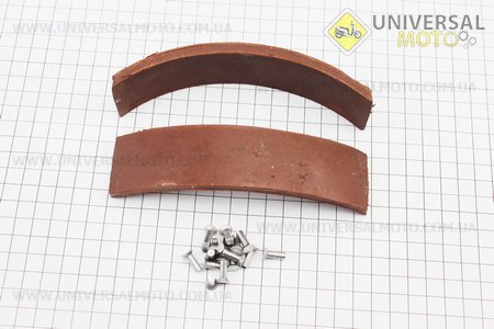 Гальмівні накладки комплект 2 штуки МТ з заклепками. Украина (Запчастини до МТ, УРАЛ, К-750 / UM3414-V55)