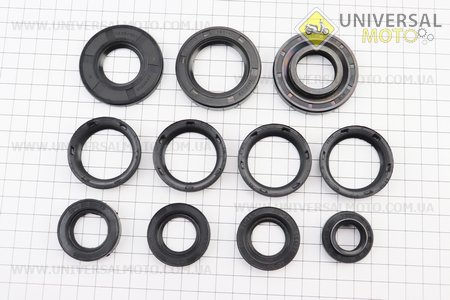 Сальники комплект 11шт (34x52x9, 34x43,4x5/8-4шт, 25x52x6, 26x52x8/10, 23x36,5x6,7-2шт, 22x35x8, 17x30x7/10) Юпітер. Китай (Запчастини  на мотоцикл ІЖ / UM3422-V07)